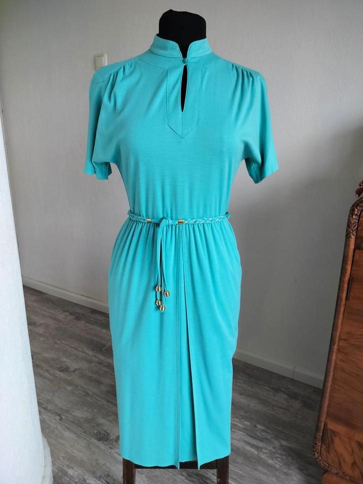 Vintage jurk, Kleding | Dames, Jurken, Zo goed als nieuw, Blauw, Onder de knie, Ophalen of Verzenden