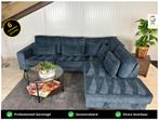 GRATIS LEVERING Velvet Hoekbank Blauw 265x230 GEREINIGD, 250 tot 300 cm, Ophalen of Verzenden, Zo goed als nieuw, 150 cm of meer