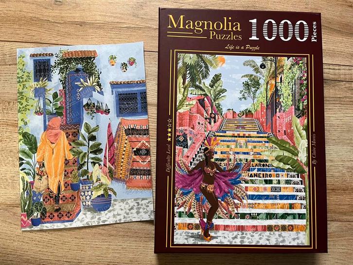 Magnolia puzzel 1000 stukjes Women of the. world Morocco, Hobby en Vrije tijd, Denksport en Puzzels, Zo goed als nieuw, 500 t/m 1500 stukjes