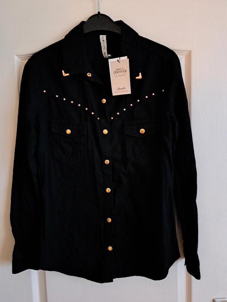 Nieuwe zwarte dames cowboy blouse met gouden knopen maat 36, Kleding | Dames, Blouses en Tunieken, Nieuw, Maat 36 (S), Zwart, Ophalen of Verzenden