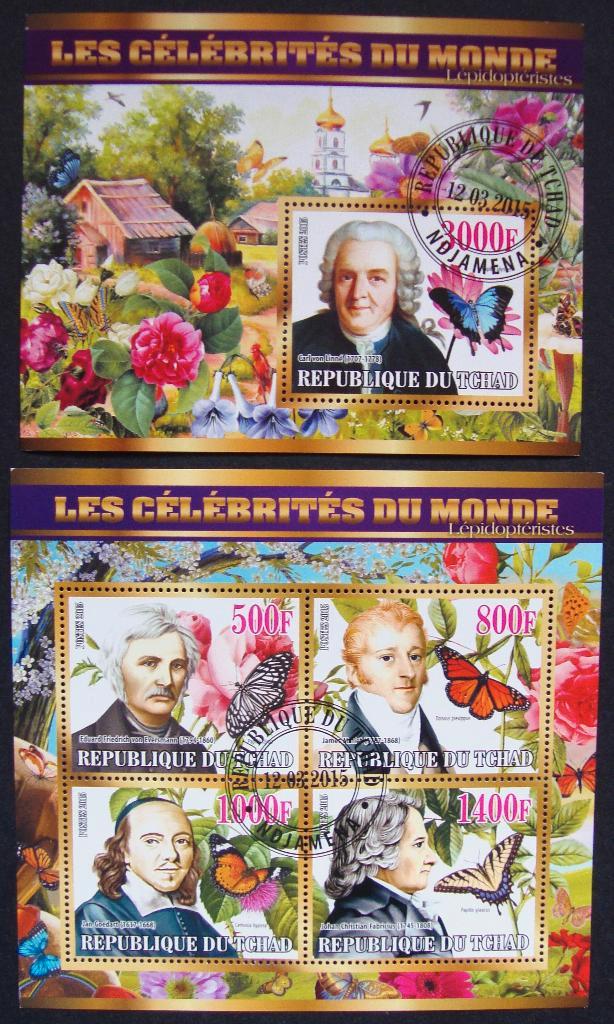 - 675 - 2 Blokken met Vlinders + Geleerden., Postzegels en Munten, Postzegels | Thematische zegels, Gestempeld, Dier of Natuur