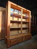 Prachtige teakhouten schoolkast/winkelkast/boekenkast, Huis en Inrichting, Kasten | Ladekasten, Ophalen, Glas, 150 tot 200 cm