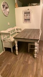 Complete eetkamer set incl. Klepbank, Ophalen, Gebruikt, 50 tot 100 cm, Vijf personen of meer