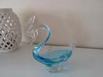 Murano blauw glazen asbak vorm van een zwaan h 24 cm l 22 cm, Ophalen of Verzenden