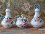 Mooi vintage Crown Derby peper, zout en mosterd uit Engeland
