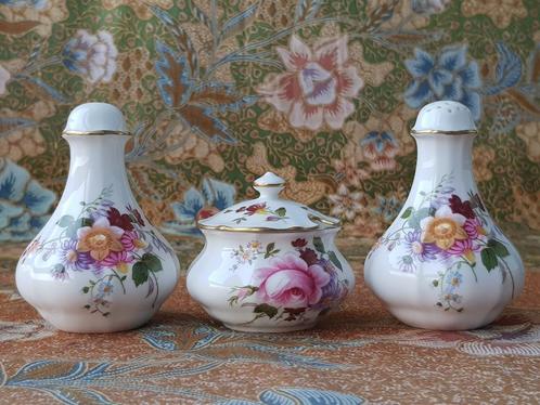 Mooi vintage Crown Derby peper, zout en mosterd uit Engeland, Antiek en Kunst, Antiek | Porselein, Ophalen of Verzenden