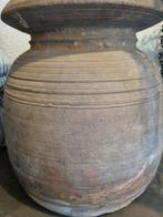 Nepalese kruik/pot XXL sober oud hout, Huis en Inrichting, Ophalen of Verzenden, Zo goed als nieuw, Rond, Hout