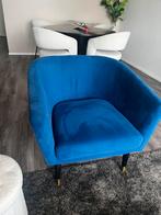 Loveseat fauteuil blauw met gouden pootjes, Huis en Inrichting, Ophalen of Verzenden, Zo goed als nieuw