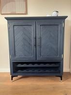 Opknapte dressoir kast met visgraat deuren – donkerblauw, Huis en Inrichting, Ophalen, Met deur(en), Eikenhout, 50 tot 100 cm