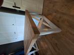 mooie tafel steigerhout met wit onderstel, Huis en Inrichting, Tafels | Eettafels, Ophalen, Gebruikt, 200 cm of meer, 50 tot 100 cm