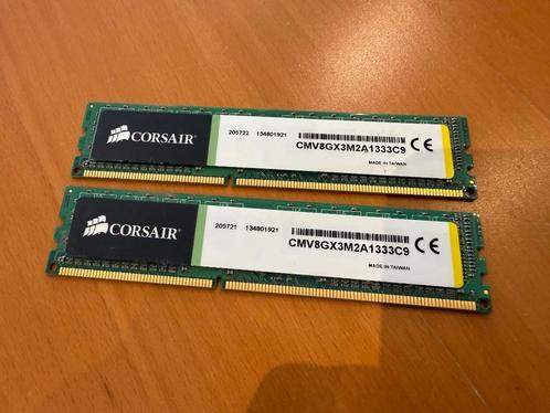 Corsair 8GB DDR3 1333Mhz C9 RAM set 2x4GB CMV8GX3M2A1333, Computers en Software, RAM geheugen, Refurbished, Desktop, 8 GB, DDR3