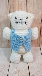Gebreide knuffel, Poes, wit, 25 cm. 4C3, Kinderen en Baby's, Speelgoed | Knuffels en Pluche, Tweedehands verkoop, Tweedehands verkoop