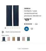 Ikea sanela gordijnen donkerblauw set katoenfluweel, Huis en Inrichting, Stoffering | Gordijnen en Lamellen, 100 tot 150 cm, Ophalen of Verzenden