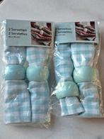 Set 4 x servet met servetring hout | lichtblauw - nieuw, Ophalen of Verzenden, Nieuw