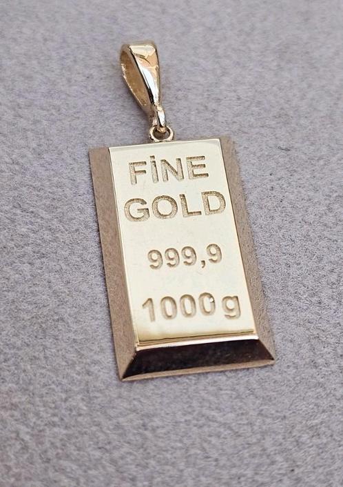 Prachtige 14k gouden hanger goudbaar, Sieraden, Tassen en Uiterlijk, Kettinghangers, Nieuw, Goud, Goud, Overige voorstellingen