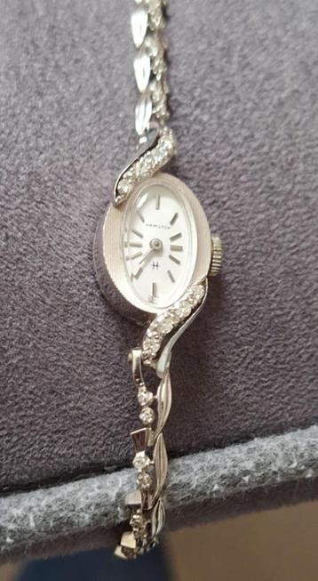 Pracht Hamilton dameshorloge, 14 karaat witgoud & diamant💎 beschikbaar voor biedingen
