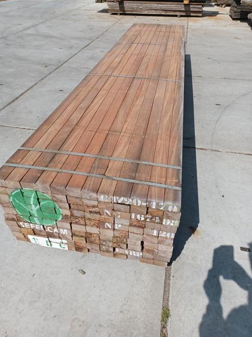 Azobe hardhouten  regels balken ribben  4,5x7cm geschaafd, Tuin en Terras, Palen, Balken en Planken, Nieuw, Balken, 250 cm of meer