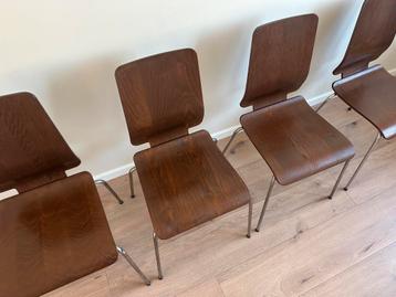 4x IKEA Gilbert stoelen – donkerbruin hout met metalen poten beschikbaar voor biedingen