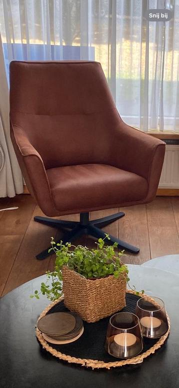 Nieuw: Moderne fauteuil met draaivoet-cognac- beschikbaar voor biedingen