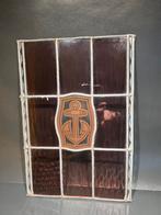 Glas in lood met scheepsmotieven 7 stuks, Gevelraam of Ruit, Gebruikt, Minder dan 80 cm, Ophalen of Verzenden