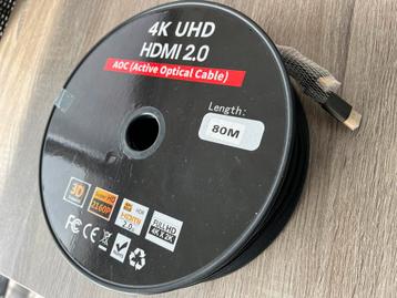 80M AOC GLASVEZEL HDMI 2.0 KABEL ACTIEF OPTISCH 4K 3D UHD beschikbaar voor biedingen