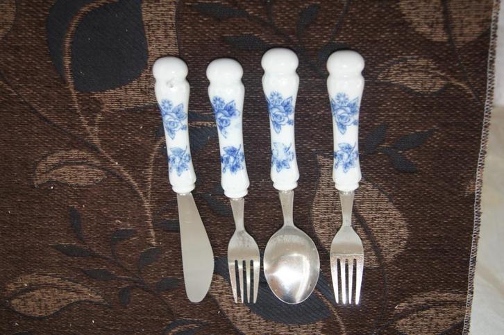 lepels met porselein / Pollepel tin, Antiek en Kunst, Antiek | Woonaccessoires, Ophalen of Verzenden