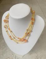 lange vintage ketting van lichtgele kleine glaskraaltjes, Sieraden, Tassen en Uiterlijk, Kettingen, Ophalen of Verzenden, Zo goed als nieuw