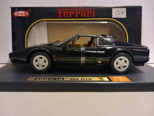 Ferrari 328 GTS Spyder zwart incl dakje Anson metal 1:+8 KRD, Hobby en Vrije tijd, Modelauto's | 1:18, Zo goed als nieuw, Auto