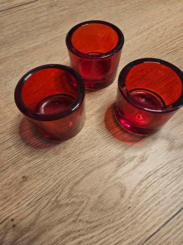 Rode theelichthouders (3 stuks) - Nieuw! beschikbaar voor biedingen