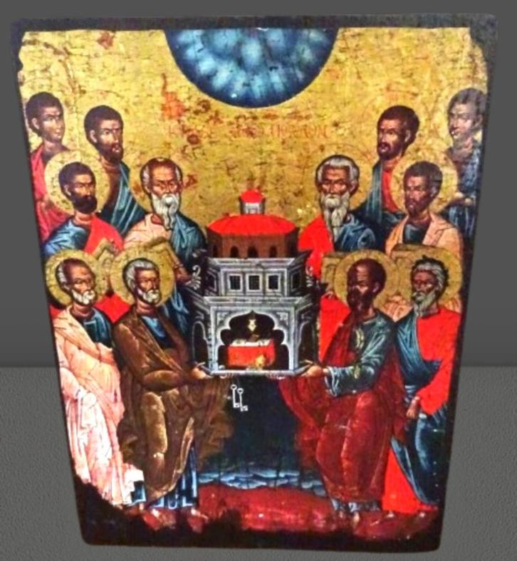 Icoon De 12 apostelen. Vintage. 38 x 27.5 cm, Verzamelen, Religie, Gebruikt, Christendom | Katholiek, Overige typen, Verzenden