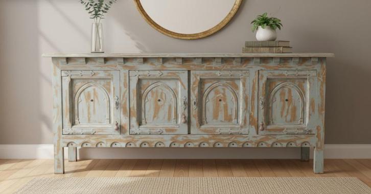 India dressoir lichtblauw, Huis en Inrichting, Kasten | Overige, Gebruikt, Ophalen of Verzenden