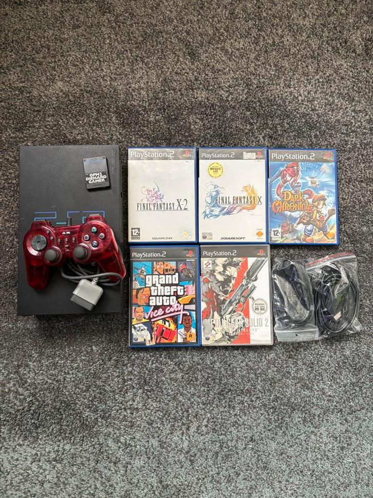 PlayStation 2 met games en controller, Spelcomputers en Games, Spelcomputers | Sony PlayStation 1, Gebruikt, Met 1 controller