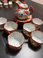 Kutani-stijl theeset met bloemmotief, Huis en Inrichting, Keuken | Servies, Ophalen, Gebruikt, Overige stijlen, Porselein