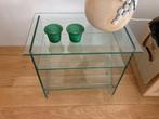 glazen bijzettafel met schap voor tijdschriften, Huis en Inrichting, Minder dan 55 cm, Rechthoekig, Ophalen, 45 tot 60 cm