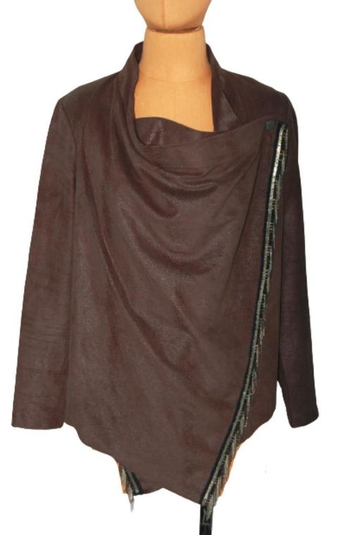 Aaiko suèdine jasje, cape, bruin, Mt. S, Kleding | Dames, Jasjes, Kostuums en Pakken, Zo goed als nieuw, Jasje, Maat 36 (S), Bruin