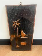 Vintage Koperen Wandhanger - Palmboom & Zeilboot, Ophalen of Verzenden, Gebruikt
