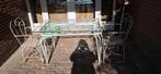 Tafel gietijzer met geslepen glas, Tuin en Terras, Ophalen of Verzenden, Gebruikt, Overige materialen