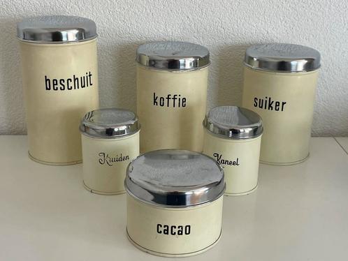 Brabantia voorraad blikken vintage, gebroken wit, gebruikt, Antiek en Kunst, Antiek | Keukenbenodigdheden, Ophalen of Verzenden