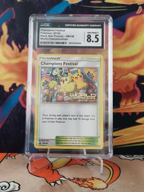 CGC 8.5 Champions Festival - SM148 World Championship Promo, Hobby en Vrije tijd, Verzamelkaartspellen | Pokémon, Nieuw, Losse kaart