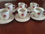 Capuccino kop en schotels 6 stuks Douwe Egberts, Ophalen of Verzenden, Zo goed als nieuw, Porselein, Kop en/of schotel