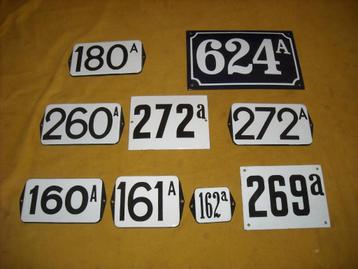 emaille huisnummer 160a 161a 162a 180a 260a 272a 269a 624a beschikbaar voor biedingen