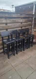 Vier houten barkrukken - DIY project, Ophalen of Verzenden, Gebruikt