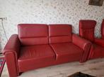 2 zits rode leren bankstel, Ophalen, Zo goed als nieuw