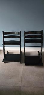 2x Zwarte Tripp Trapp Stoelen - Verstelbaar, Ophalen, Gebruikt, Meegroeistoel
