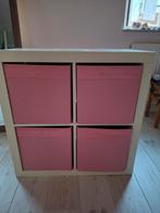 Kallax kast wit 2x2 met roze bakken, Huis en Inrichting, Ophalen, Zo goed als nieuw