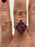 B503 Prachtige zilveren ring roze stenen maat 18, 18 tot 19, Ophalen of Verzenden, X, Roze