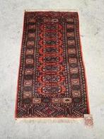 Handgeknoopt oosters wol tapijt Bokhara oranje blauw 50x93cm