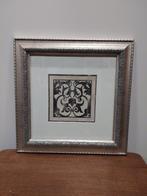 Mooi abstract kunstwerkje  in mooie bewerkte lijst, Ophalen of Verzenden