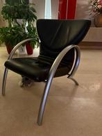 Rolf Benz Fauteuil - Zwart Leer, Chrome, Huis en Inrichting, Ophalen