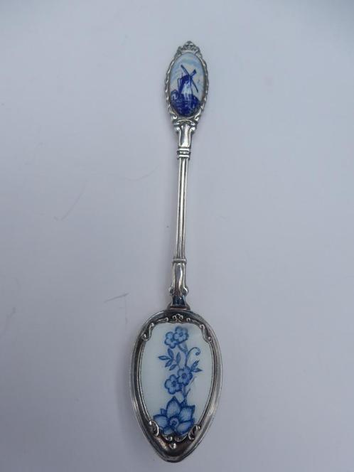 zilver theelepel met Delfts blauw, Antiek en Kunst, Antiek | Goud en Zilver, Zilver, Ophalen of Verzenden